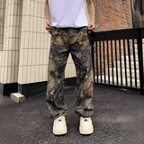 camo pants outfit men American Street Branch Camouflage Vintage Workwear Jeans Men's High Street Loose Niche Design Wide Leg Casual Pants