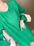 Chicmy-Original Urban Bowknot Tied Sleeves Green Midi Dress