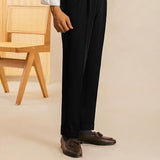 men in black costume 2024 Korean Style Four Seasons Suit Pants Men's Straight Loose Drop-down Solid Color Suit Pants Men's Fashionable Non-Ironing Suit Pants