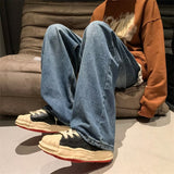 Chicmyshop 90s streetwear High Street American Wide-Leg Loose Jeans Men's Drop-down Vintage Washed Straight Hip Hop Youth Mop Long Pants