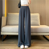 business casual outfits Suit Wide-Leg Women's Summer Thin New High Waist Draping Pants Women's Loose Slimming Casual Straight Pants Fashion Batch