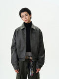 Chicmy- RT No. 11979 DARK GRAY ZIP-UP COLLAR JK