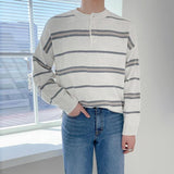 Chicmy-2026 Fall Outfits Christmas Thanksgiving Gift New Year's Eve Outfits nye Outfits chic. 3159 STRIPED KNITTED HALF-BUTTON UP SHIRT