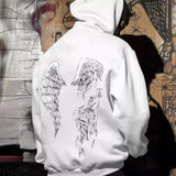 guys fashion casual Dark Style Personalized Wings 3D Digital Printing Men's Hooded Sweater round Neck Sweater