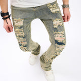 streetwear men outfits Men's Jeans Nostalgic Trendy Worn Slim Fit Slightly Stretch Men's Pants Trendy