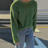 Chicmy- RT No. 11973 GREEN MOHAIR PULLOVER SWEATER