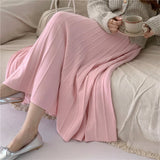 winter outfits men Autumn and Winter Knitted Skirt High Waist Slimming Large Skirt A- Line Skirt Elegant Temperament Pleated Skirt