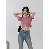 Chicmy-2026 Fall Outfits Christmas Thanksgiving Gift New Year's Eve Outfits nye Outfits RTK (W) No. 3223 KNIT DISTRESSED CROP TOP