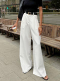 CHICMY-New White High Waist Long Pants Cross border Fashion Versatile Simple Casual Pants Loose Spring and Autumn Women's Wear