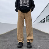 mens fall outfits American Jeans Men's Spring and Autumn Casual Pants Fashionable Loose Zipper Split Straight Trousers