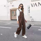 business casual outfits Autumn and Winter New Corduroy Overalls Women's Fashion Loose Jumpsuit Women