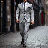 men in black costume Men's Gray Suit Suit Business Formal Casual Suit Two-Piece Wedding Jacket