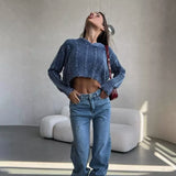 winter outfits men Sexy Short Exposed Navel Broken Style Pullover Sweater Autumn and Winter Twist Woven Street Fashion Sweater