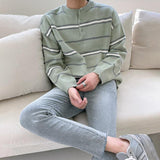 Chicmy-2026 Fall Outfits Christmas Thanksgiving Gift New Year's Eve Outfits nye Outfits chic. 3159 STRIPED KNITTED HALF-BUTTON UP SHIRT