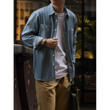 streetwear men outfits Shanli Dadi Retro Workwear Shirt Simple Striped Shirt Men's Ameikaji Long Sleeve Vertical Striped Shirt Coat