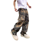 camo pants outfit men American Street Branch Camouflage Vintage Workwear Jeans Men's High Street Loose Niche Design Wide Leg Casual Pants