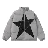 winter outfits men Clothing Club Winter American Retro Star Patch Color Matching Couple Cotton-Padded Clothes Men and Women Loose Bread Cotton-Padded Clothes