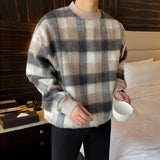 Chicmy-2026 Fall Outfits Christmas Thanksgiving Gift New Year's Eve Outfits nye Outfits chic. 10175 KNIT PLAID CREWNECK SWEATER