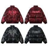 winter outfits men 8250 American Retro 2024 Autumn and Winter Trendy PU Leather Bread Coat Leather Embroidered Thickened Men's Warm Cotton-Padded Coat