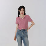 Chicmy-2026 Fall Outfits Christmas Thanksgiving Gift New Year's Eve Outfits nye Outfits RTK (W) No. 3223 KNIT DISTRESSED CROP TOP