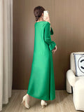 Chicmy-Original Urban Bowknot Tied Sleeves Green Midi Dress