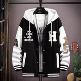 winter outfits men Spring and Autumn Hooded Baseball Uniform Boys Youth Gas Jacket Jacket Middle School Student Coat Fashion