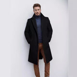 winter outfits men 2024 Coat Men's Mid-Length Solid Color Autumn and Winter Woolen Overcoat Warm Youth Overcoat Jacket