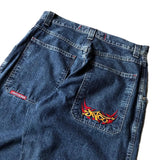 1980s fashion trends E-Commerce Loose Jeans Hip Hop Rock Embroidery Street Retro Harajuku High Waist Wide Leg Jeans