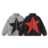 winter outfits men Clothing Club Winter American Retro Star Patch Color Matching Couple Cotton-Padded Clothes Men and Women Loose Bread Cotton-Padded Clothes