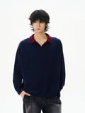 Chicmy-2026 Fall Outfits Christmas Thanksgiving Gift New Year's Eve Outfits nye Outfits chic. 12208 TWO PIECE NAVY KNIT POLO PULLOVER SWEATER