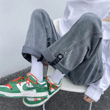 men’s outfits Spring and Summer Trendy Men's Jeans Loose Straight Casual Draping Wide-Leg Hong Kong Style Cropped Sports Long Pants