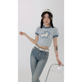 Chicmy-2026 Fall Outfits Christmas Thanksgiving Gift New Year's Eve Outfits nye Outfits RTK (W) No. 3236 SKY BLUE KNIT CROP TOP