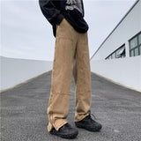 mens fall outfits American Jeans Men's Spring and Autumn Casual Pants Fashionable Loose Zipper Split Straight Trousers