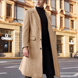 winter outfits men Men's Coat New Color British Men's Long Trench Coat Woolen Coat Men's Woolen Coat