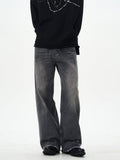 Chicmy- RT No. 12573 WASHED DARK GRAY DENIM STRAIGHT PANTS