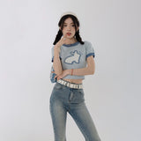 Chicmy-2026 Fall Outfits Christmas Thanksgiving Gift New Year's Eve Outfits nye Outfits RTK (W) No. 3236 SKY BLUE KNIT CROP TOP