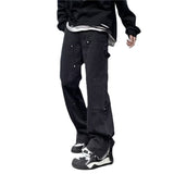 mens fall outfits American Jeans Men's Spring and Autumn Casual Pants Fashionable Loose Zipper Split Straight Trousers