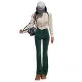 business casual outfits Autumn and Winter Retro Elastic High Waist Slim Micro Horn Corduroy Casual Trousers for Women