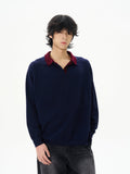 Chicmy-2026 Fall Outfits Christmas Thanksgiving Gift New Year's Eve Outfits nye Outfits chic. 12208 TWO PIECE NAVY KNIT POLO PULLOVER SWEATER