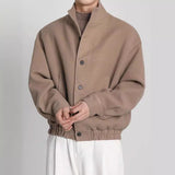 mens fall outfits Men's Autumn High-Grade Stand Collar Woolen Coat Korean Style Trendy Jacket Ins Casual Top Clothes