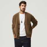 men’s fashion American V-neck Cardigan Sweater Men's Autumn and Winter Loose plus Size Sweater Casual Sweater Coat