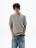 Chicmy- RT No. 12701 TEXTURE KNIT HENRY COLLAR SHORT SLEEVE SHIRT