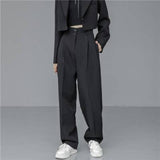 business casual outfits 2024 Spring and Summer Black Suit Short Coat Pants Suit Loose Short Suit Suit Women's Fashion