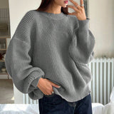 winter outfits men Women's Autumn and Winter Solid Color Sweater Fashion Pullover round Neck Long Sleeve Loose Knitted Top