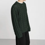 Chicmy-2026 Fall Outfits Christmas Thanksgiving Gift New Year's Eve Outfits nye Outfits chic. 10183 DARK GREEN TWIST KNITTED SWEATER