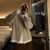 Chicmy-2026 Fall Outfits Christmas Thanksgiving Gift New Year's Eve Outfits nye Outfits chic. 11238 KNITTED ZIP-UP STRIPED HOODIE