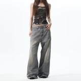 Chicmy- RT No. 12631 GRAY INK SPLASH STRAIGHT PANTS