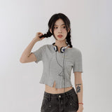 Chicmy-2026 Fall Outfits Christmas Thanksgiving Gift New Year's Eve Outfits nye Outfits RTK (W) No. 3223 KNIT DISTRESSED CROP TOP