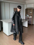 ChicMy-Fall Outfits -Autumn/Winter Coat Jacket INS Style Street Fashion Over-the-knee Mid-length Leather Coat