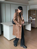 ChicMy-Fall Outfits -Autumn/Winter Coat Jacket INS Style Street Fashion Over-the-knee Mid-length Leather Coat